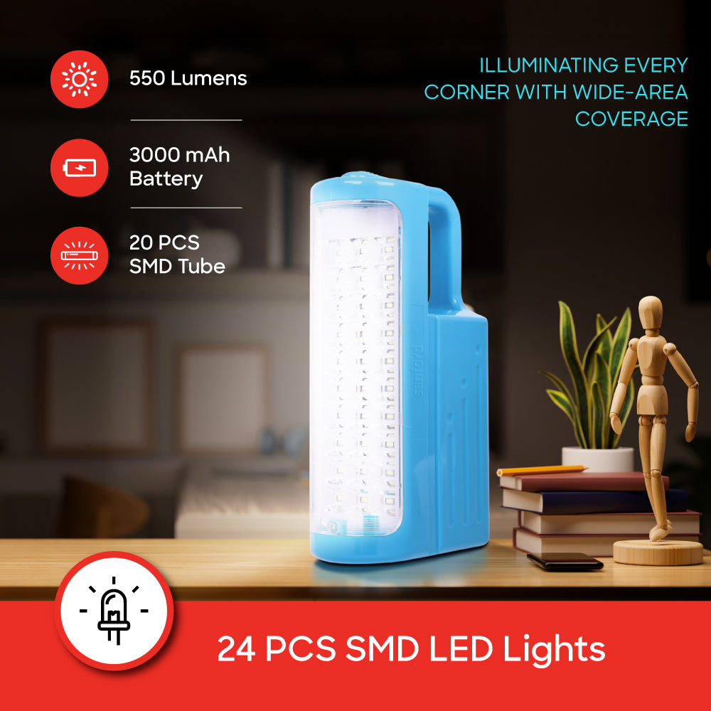 Sanford Rechargeable 6W Emergency Lantern with 24 SMD LED and 20 SMD Tube 60Hours Runtime | SF4320EL B - buysanford